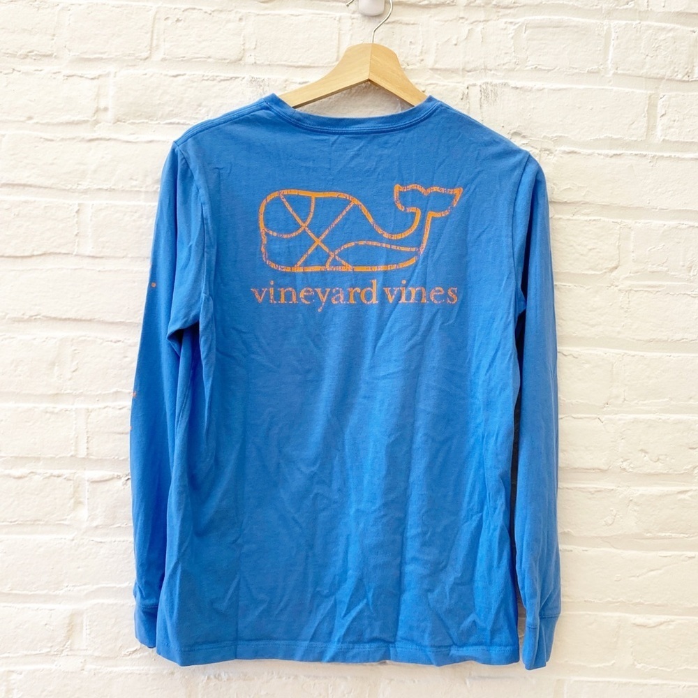 Vineyard Vines ||‎ Basketball Whale Long Sleeve Tee Blue Orange Large 16